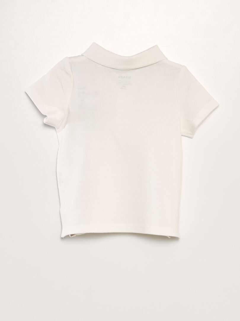 Camisa polo de algodão piqué com estampa de palmeiras - BRANCA