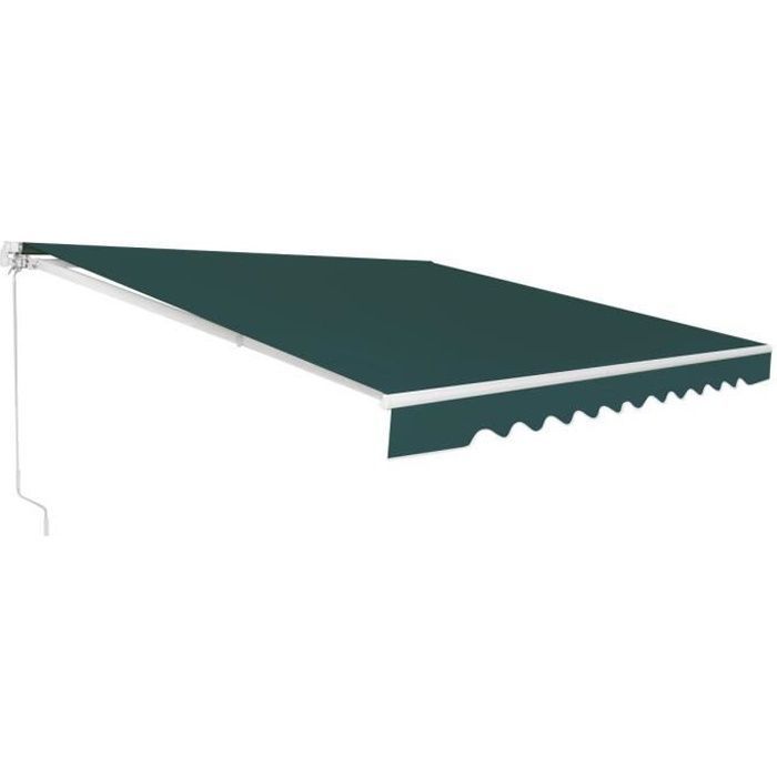 COSTWAY Uitschuifbaar balkonzonnescherm 3 x 2,5 m met UV- en waterbestendig doek, aluminium frame, verstelbare hoek 5-35°, groen