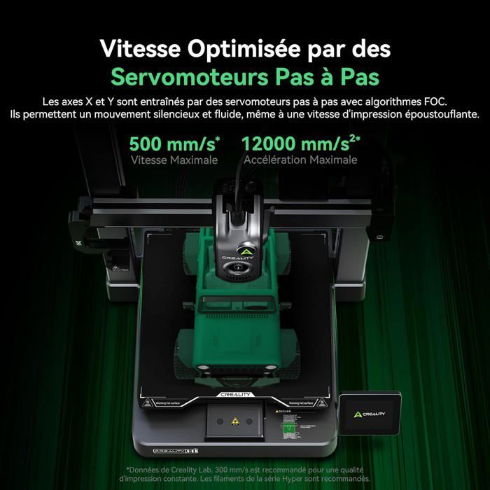 Creality Hi 3D Printer, 500mm/s Max Speed, 260x260x300mm, Auto Leveling, Anti-Jam, Camera + Filament Detection, Pre-assembled, For Beginners
