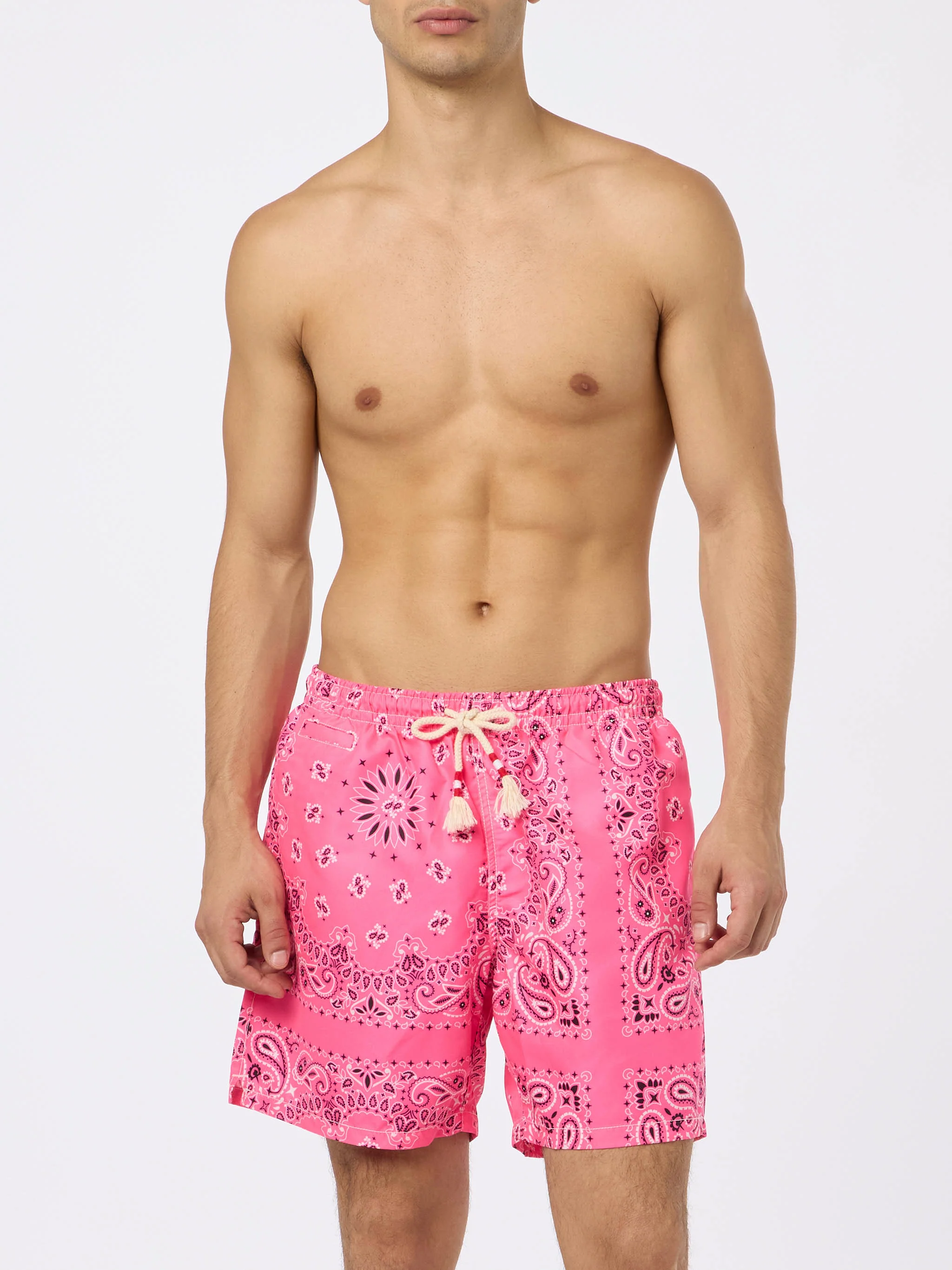 Roze zwempak voor heren met bandana-print