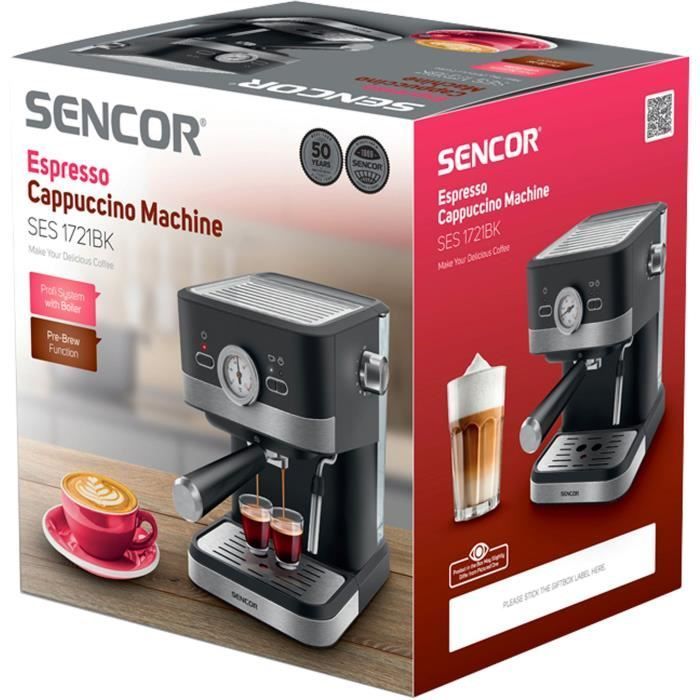 Machine à expresso - SENCOR - SES 1721BK - 1050 W - 20 bars - Noir