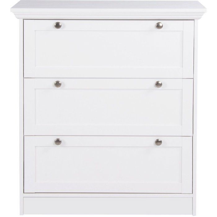 LANDWOOD 3-Drawer Chest of Drawers - White Finish - Country Style - W80 x D45 x H90 cm