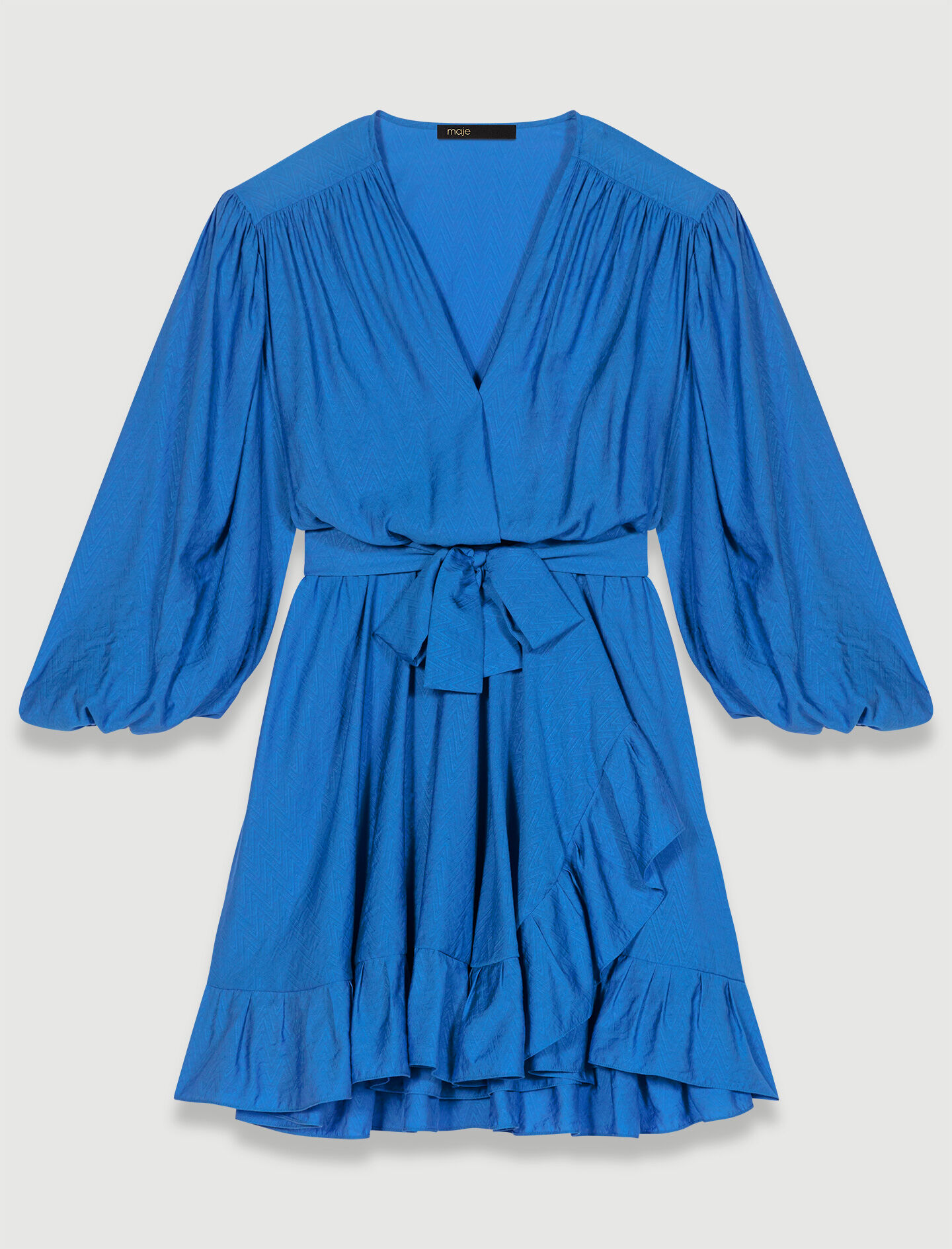 Korte jurk met ruches - Blauw