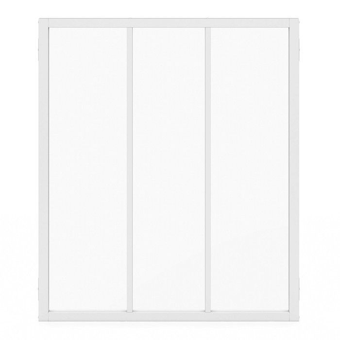 IDMARKET Workshop-style glass partition with 3 panes of glass, W. 93 x H. 108 cm, in white metal and tempered glass