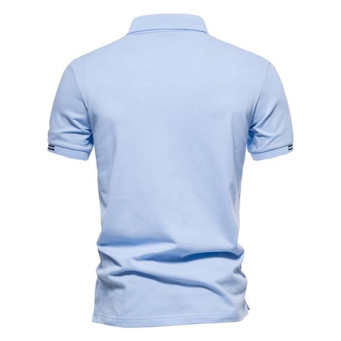 Polo de algodón de manga corta bordado para hombre, marca INSFITY, corte regular, color blanco.