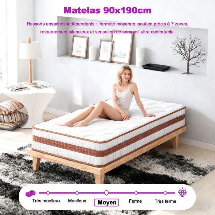 Materasso - YIDATONG - 90x190 cm - Spessore 25 cm - Memory Foam - 7 Zone Ergonomiche