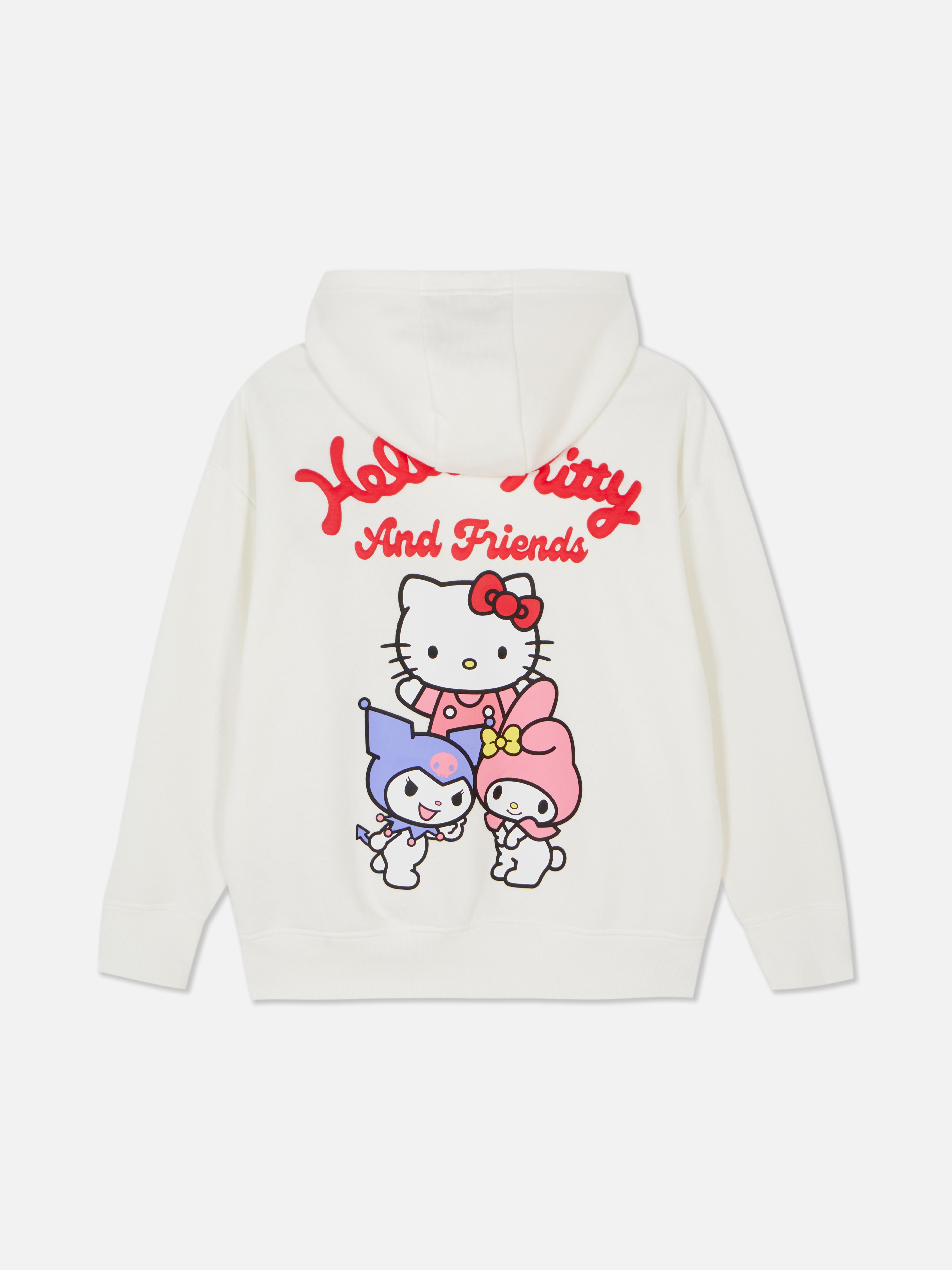 Felpa con cappuccio coordinata con stampa di Hello Kitty e amici. Una felpa con cappuccio dotata di tasca a marsupio, polsini a coste e design Sanrio.