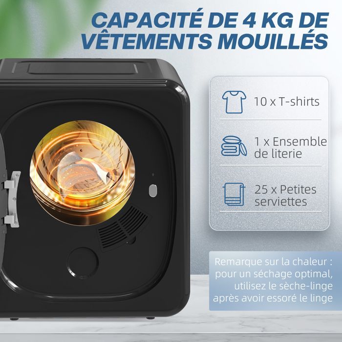 Nueva secadora eléctrica ventilada de 800 W y 4 kg con 5 modos de secado, tambor de acero inoxidable y carga frontal.