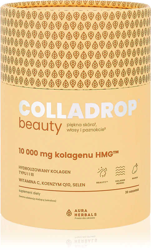 Aura Herbals Colladrop Beauty collagen HMG 10 000 mg doplnok stravy morský kolagén pre dokonalú pleť, vlasy a nechty