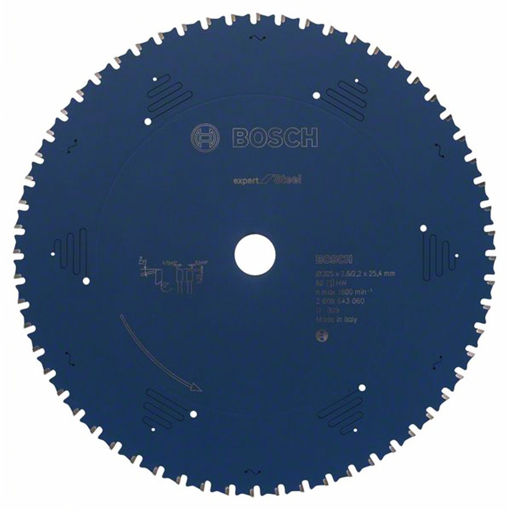 Serra circular BOSCH de 305 mm com 60 dentes TCT para corte de metal – STEEL EXPERT