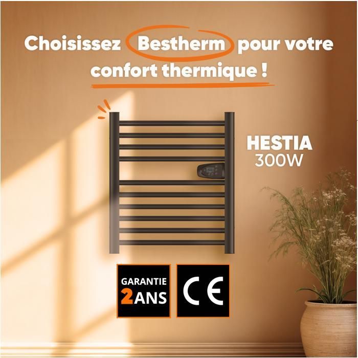 Scaldasalviette elettrico senza liquido - BESTHERM - HESTIA 300W - nero