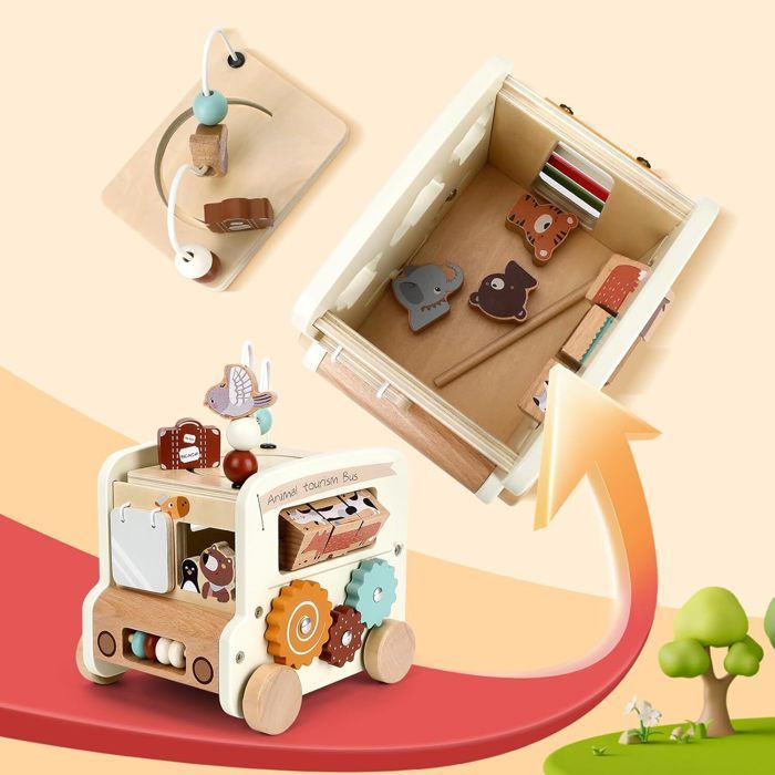 Jouet Montessori - Cube d’Activités 8 en 1 - Éveil Intellectuel - Motricité Fine - Multicolore