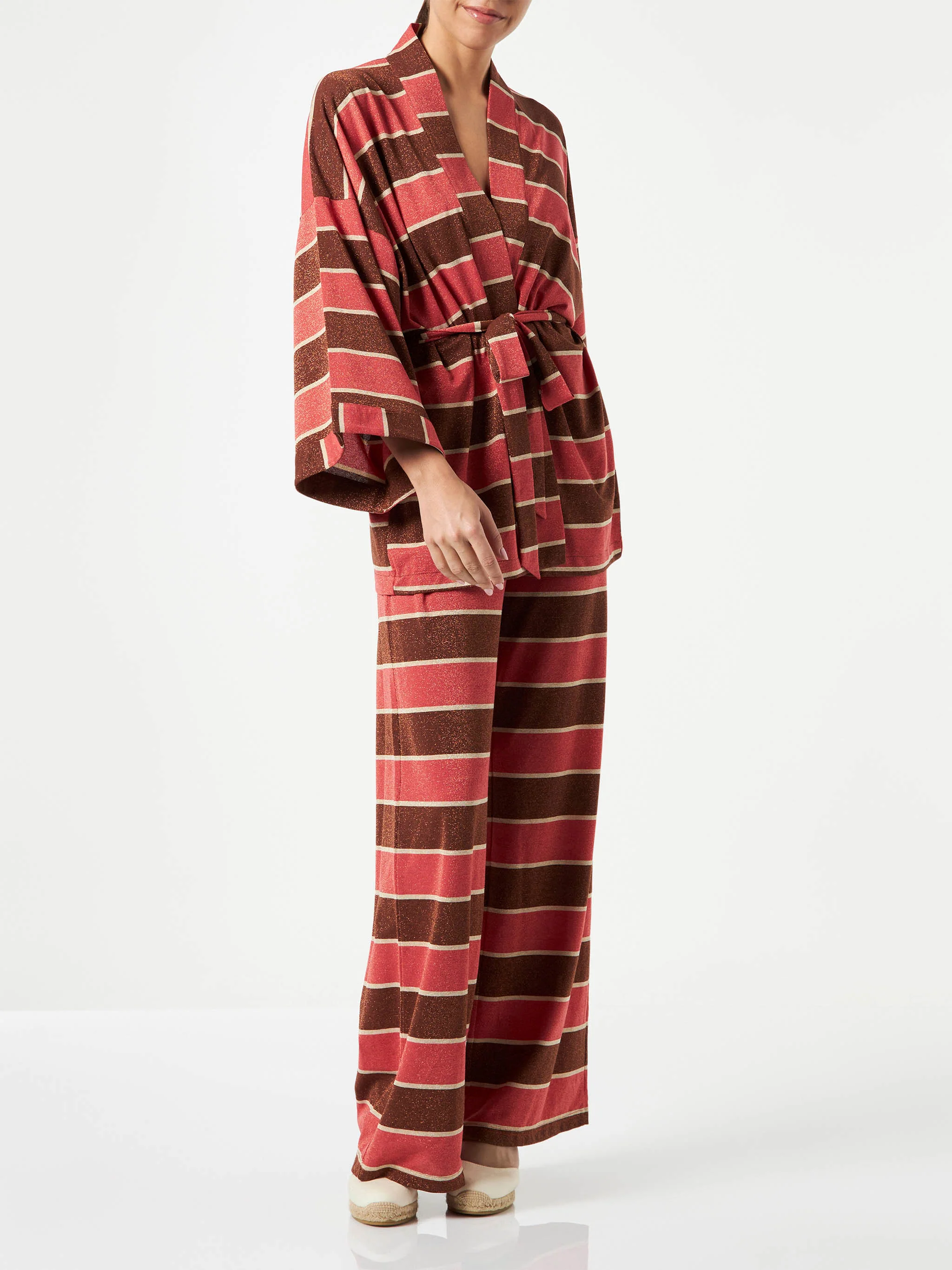 Cárdigan kimono de punto a rayas