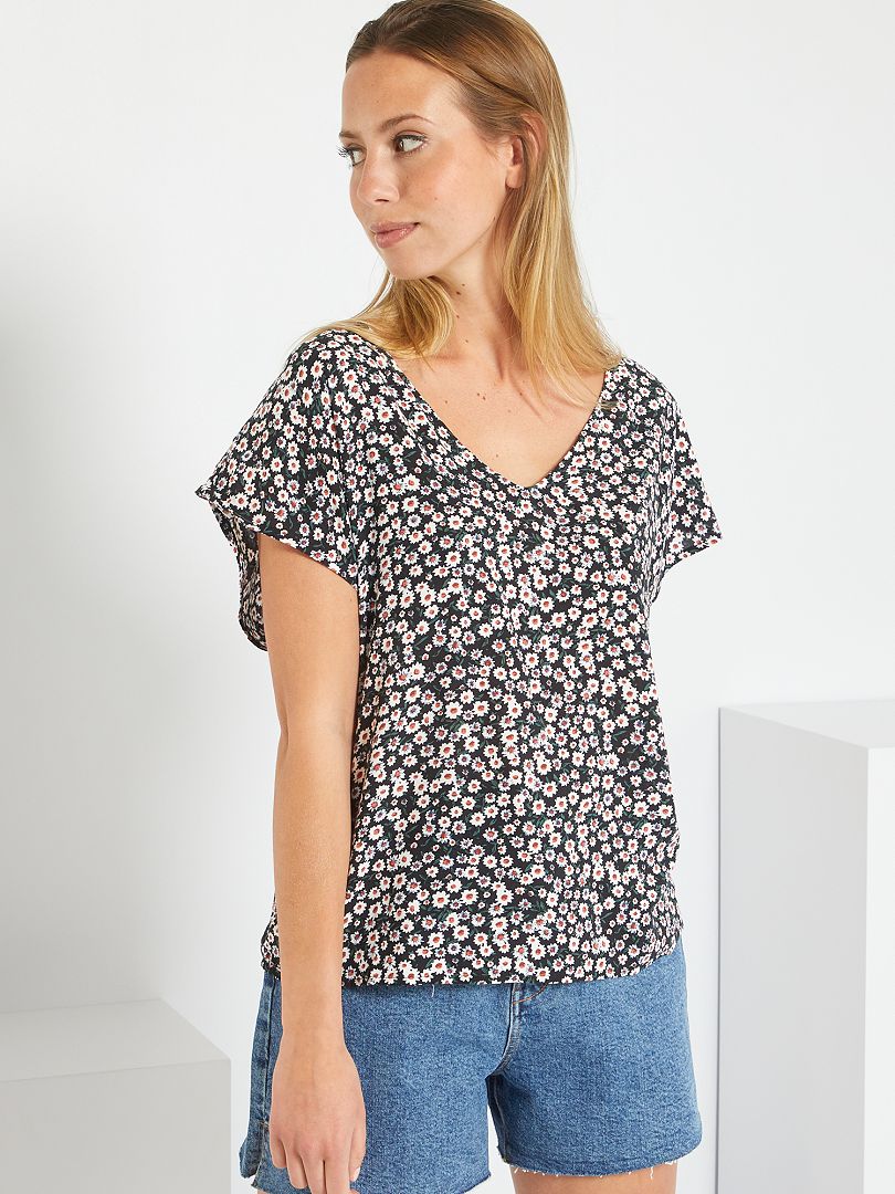 Blusa floral JDY - PRETA
