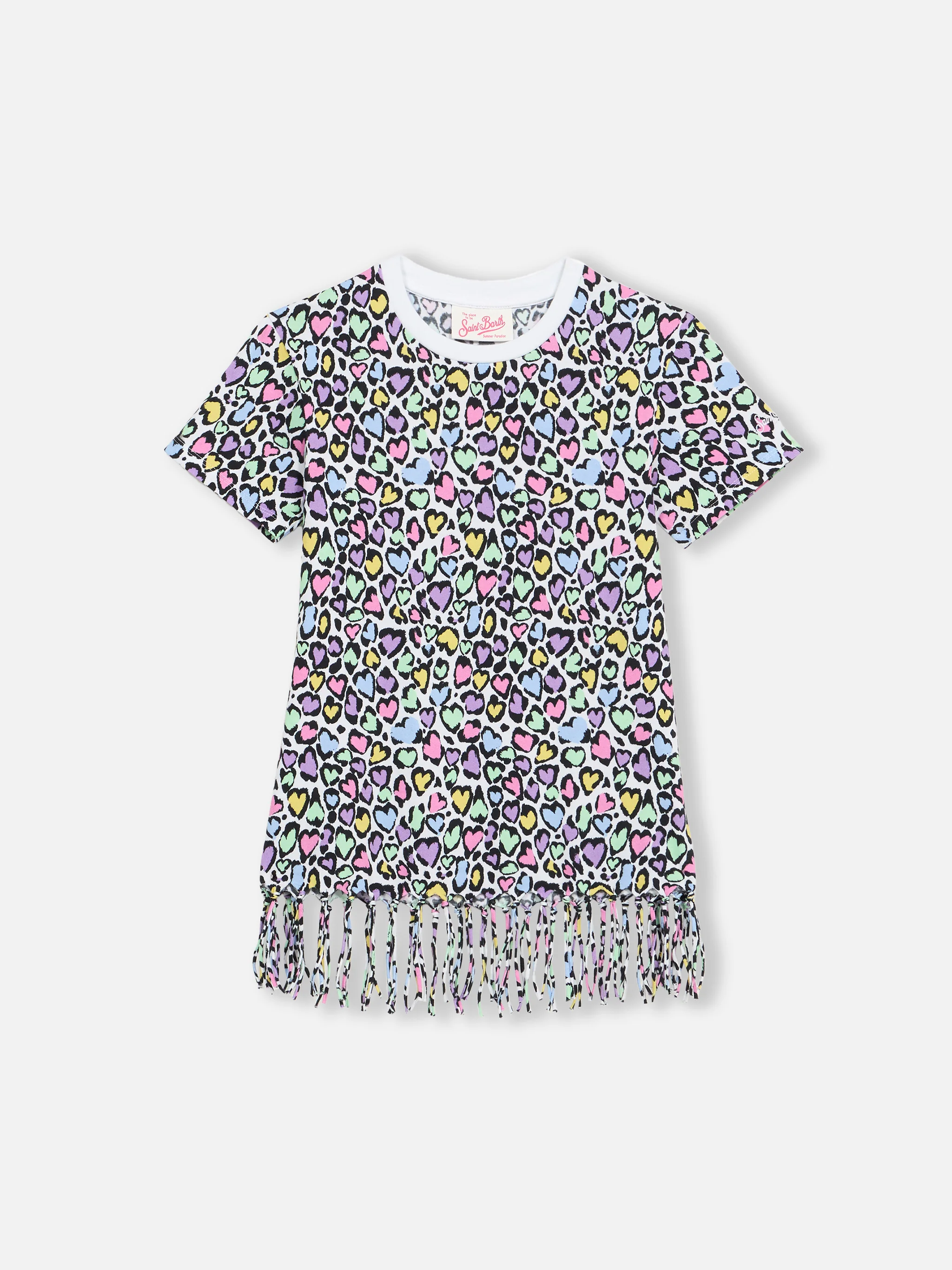Abito Abbey da bambina con frange e stampa animalier