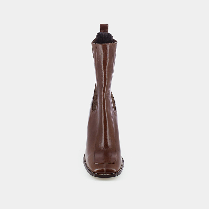 Bottines à talons hauts  en cuir marron