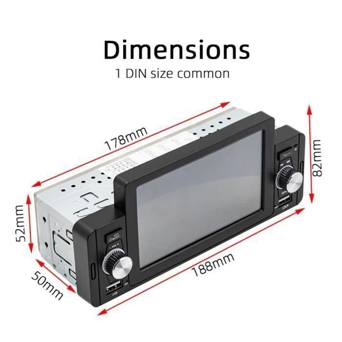 Radio para coche GEARELEC de 5 pulgadas con Bluetooth y formato 1DIN: compatible con CarPlay y Android Auto.