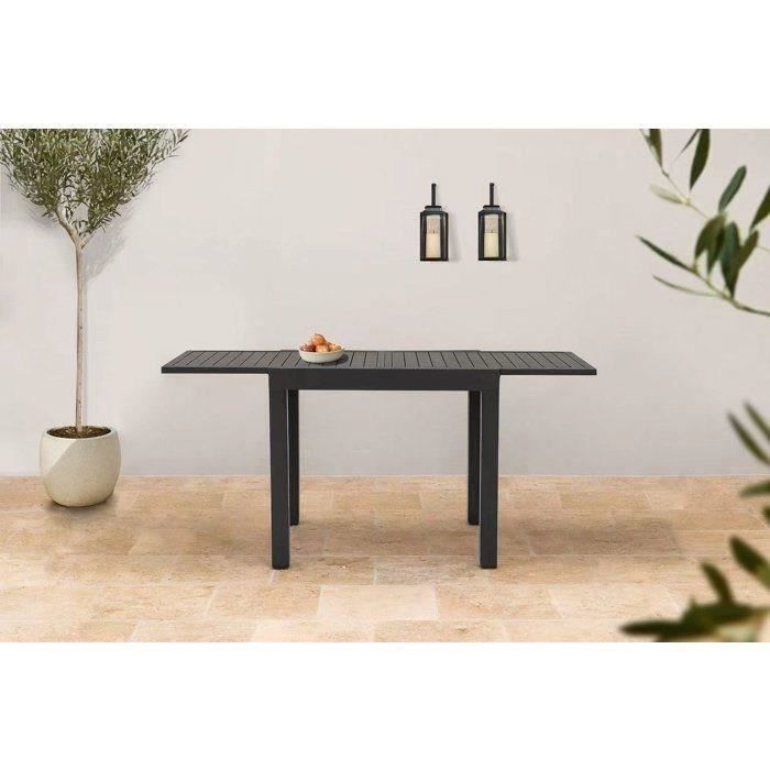 Mesa de jardín extensible SOLOMA para 6 personas - SOLOMA - Aluminio - 80/160 x 80 x 75 cm