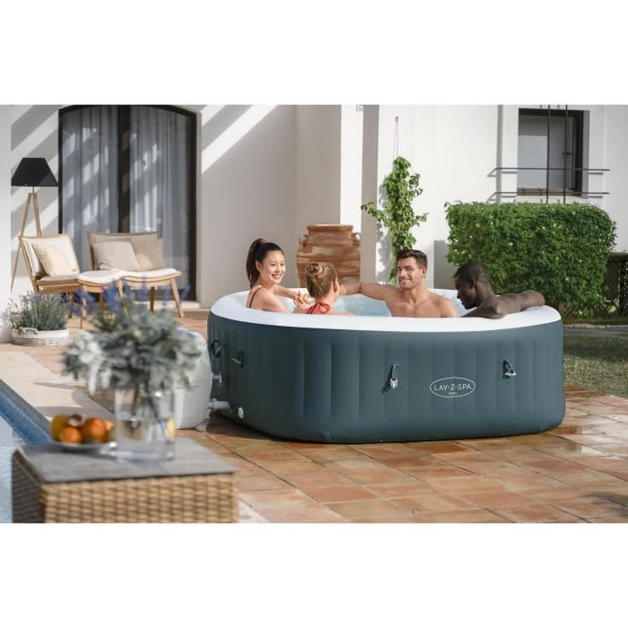 Spa gonflable BESTWAY - Lay-Z-Spa Ibiza - 140 airjets - 180 x 180 x 66 cm - 4 à 6 places - Carré + Aspirateur Aquascan