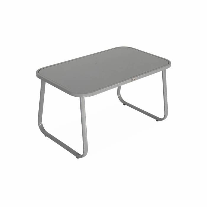 Salon de jardin en métal  et textilène pour 4 personnes. gris clair. design