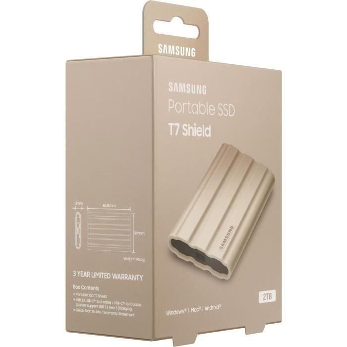 SSD externo SAMSUNG T7 Shield bege 2 TB MU-PE2T0K/EU