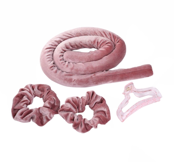 Sister Young Lisa zestaw do kręcenia włosów wałek   2 scrunchie   klips Pink