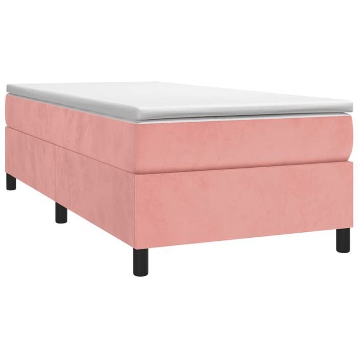 Struttura letto con materasso - Maison Exclusive - 80x200 cm - Velluto rosa - Massimo relax