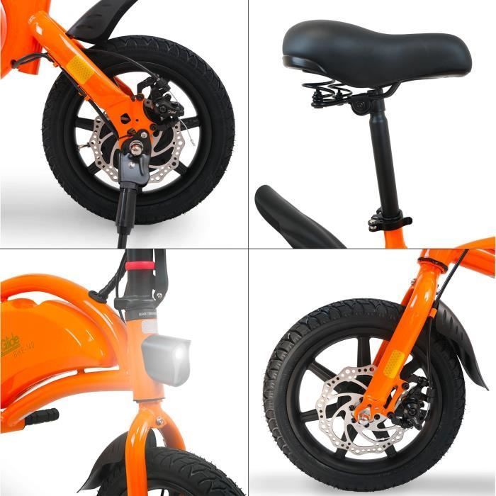 Bicicletta elettrica senza pedali - URBANGLIDE - BIKE 140 ARANCIONE - 36V - 350W - pneumatici da 14