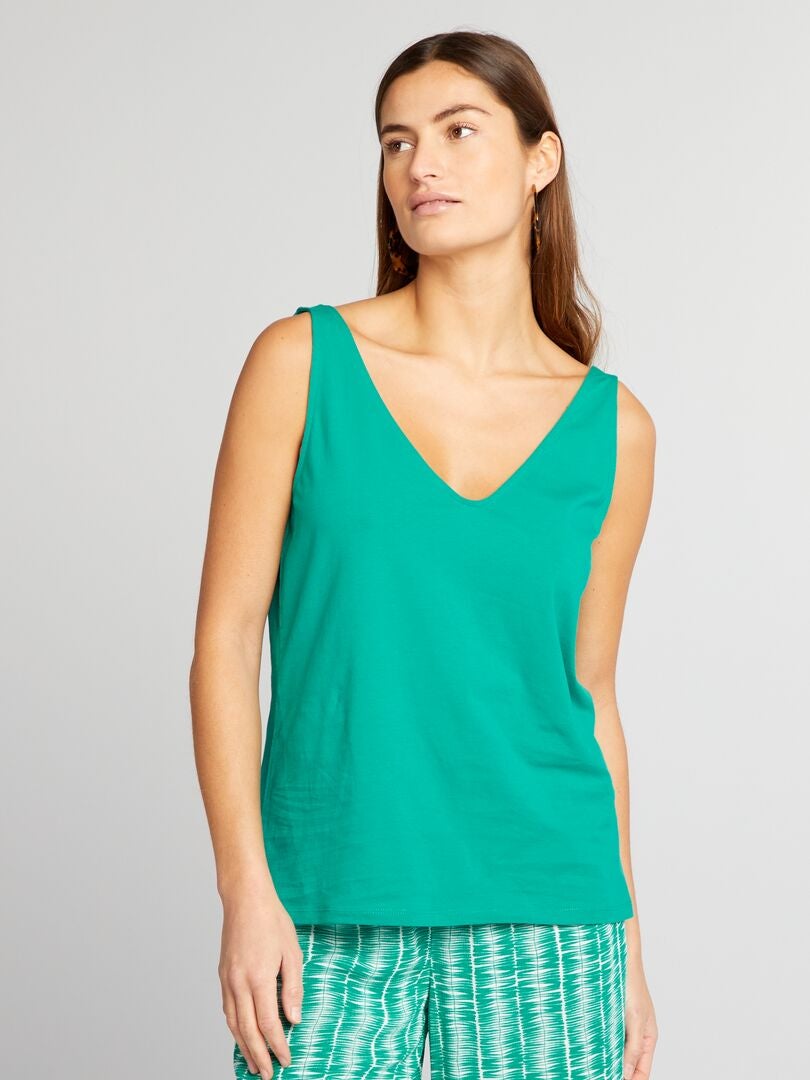 Effen V-hals tanktop - GROEN