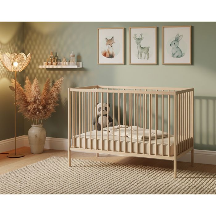 WEBABY - ONE 60x120cm Babybett aus Holz, naturbelassene Buche - Einheitsgröße