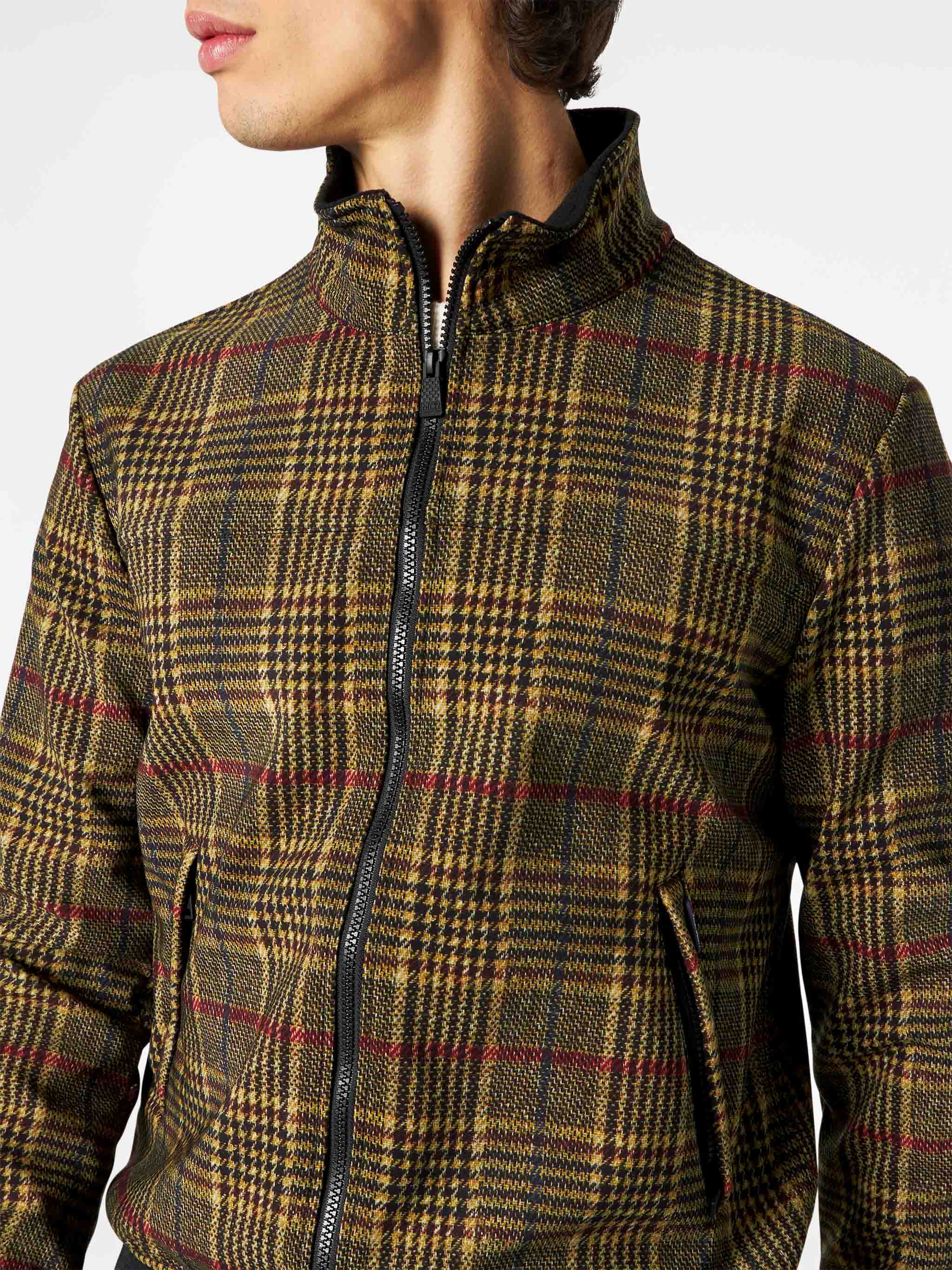 Jaqueta bomber masculina de peso médio com estampa Príncipe de Gales.