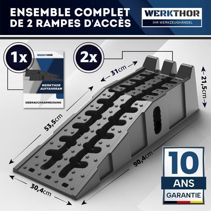 Rampas de Carregamento de Veículos WERKTHOR [x2] – Rampas robustas com capacidade para até 5 toneladas – Superfície antiderrapante – Para todos os tipos de terreno