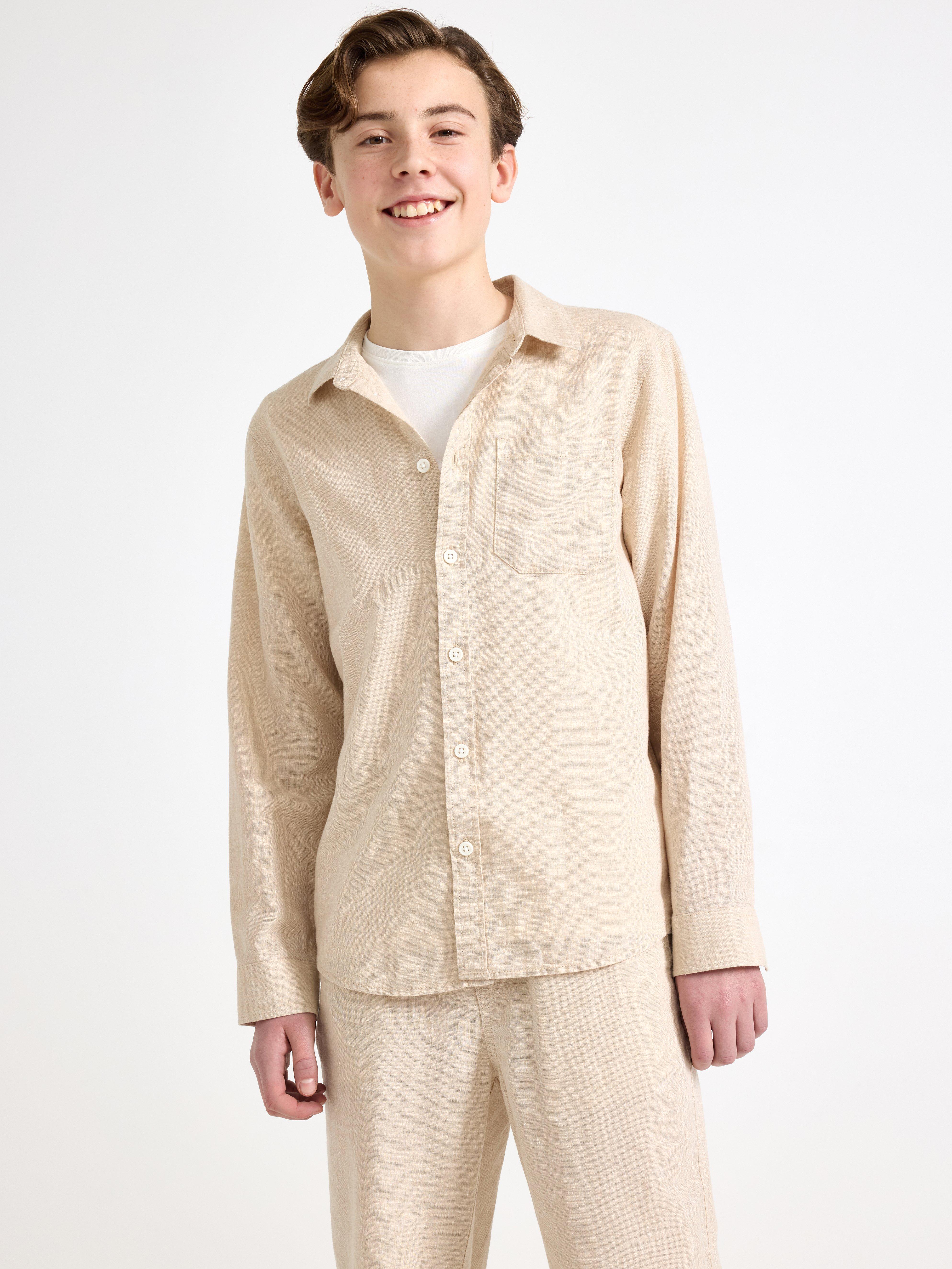 Skjorta i linneblandning Beige