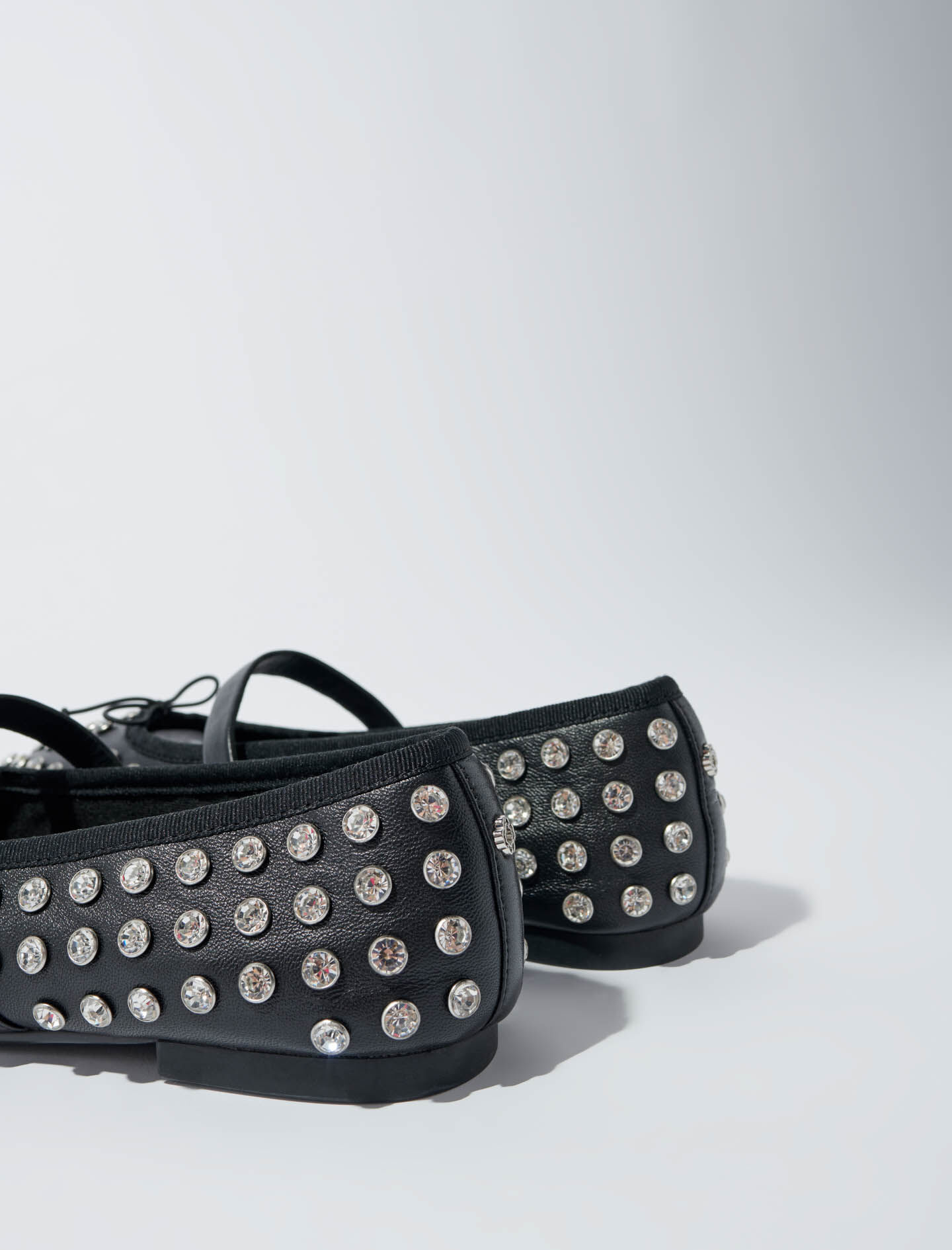 Ballerina's versierd met strass-steentjes - Zwart