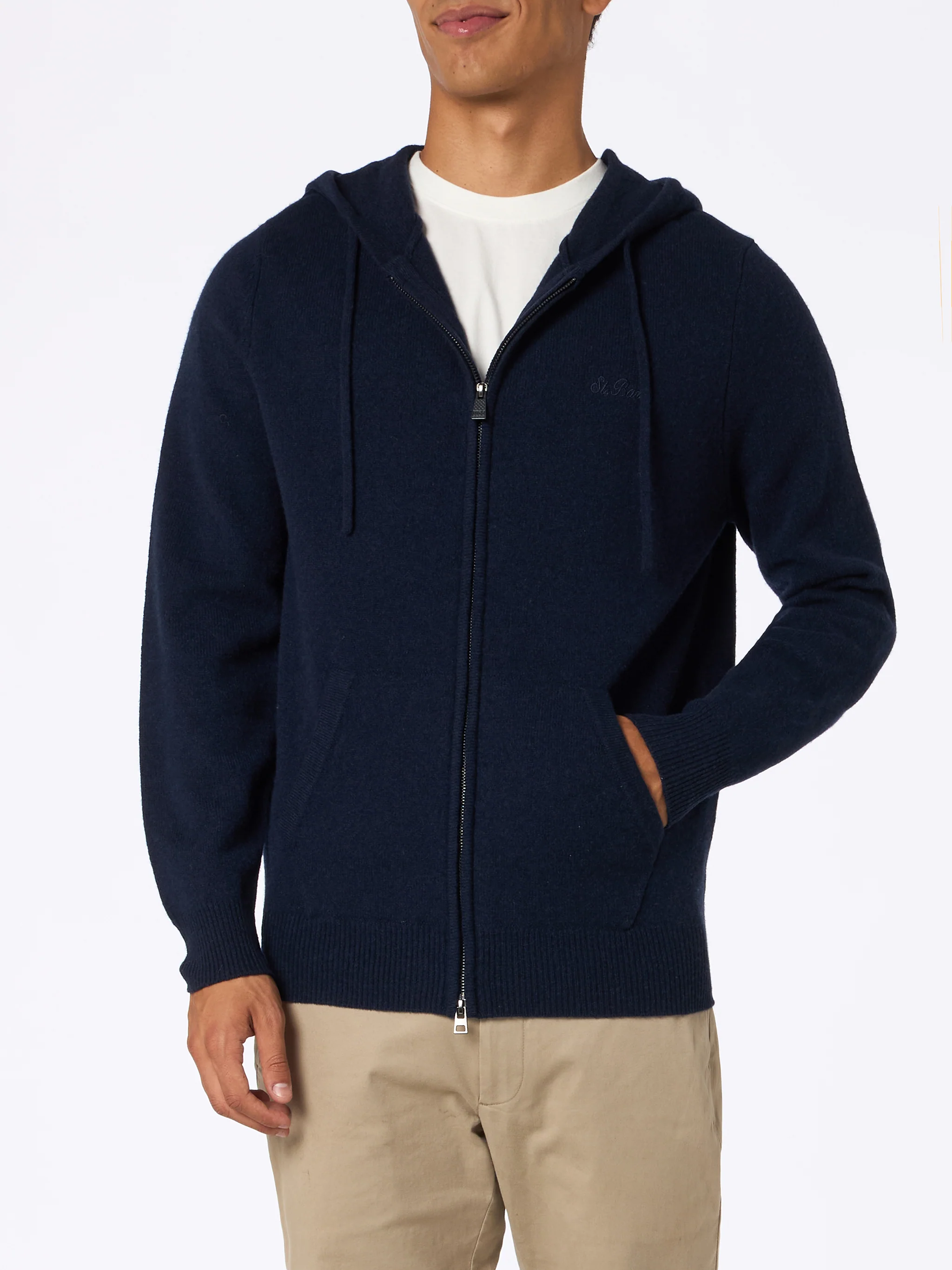 Heren Notting lamswollen hoodie in marineblauw