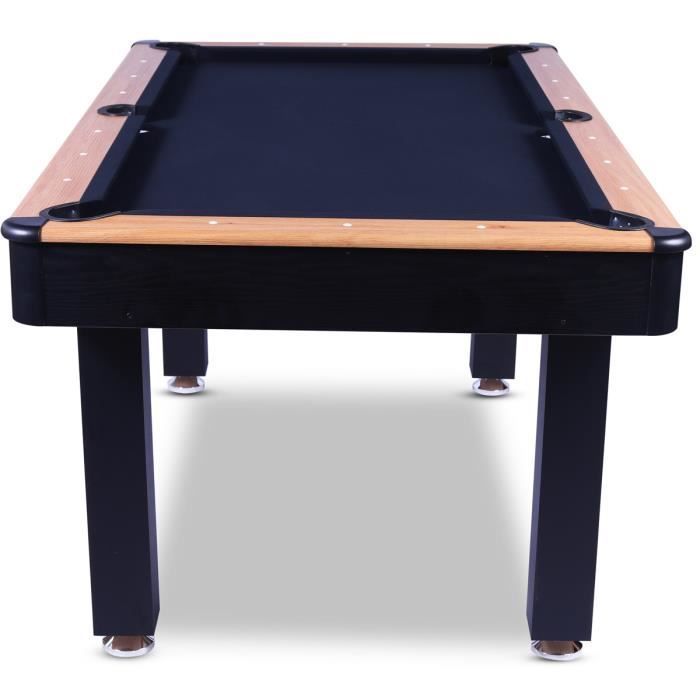 Billard américain 6ft Vegas bois noir - 184x102x82cm - Tapis de jeu noir
