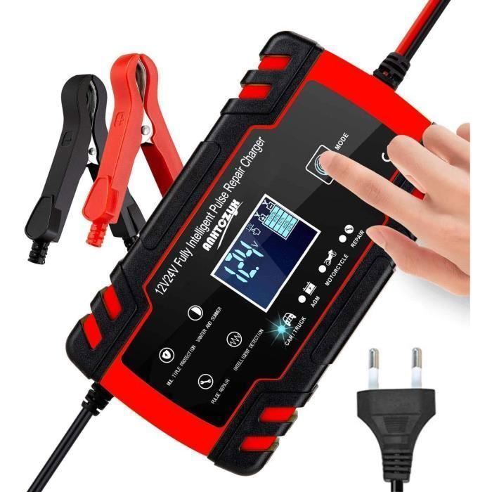 Cargador de batería para coche con pantalla táctil inteligente 3T6B, 12V/4A, 24V, pantalla LCD con múltiples protecciones.