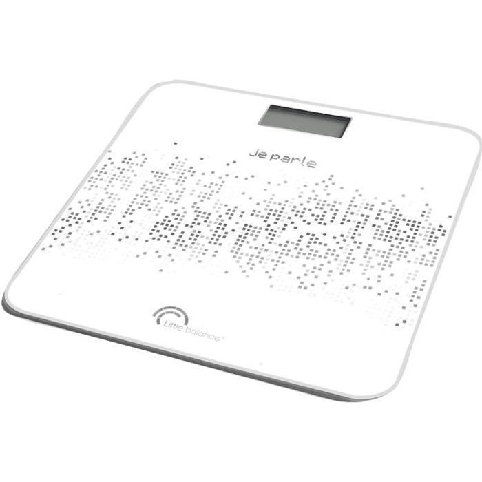 Bilancia elettronica parlante LITTLE BALANCE con controllo vocale, 180 kg / 100 g - Nera
