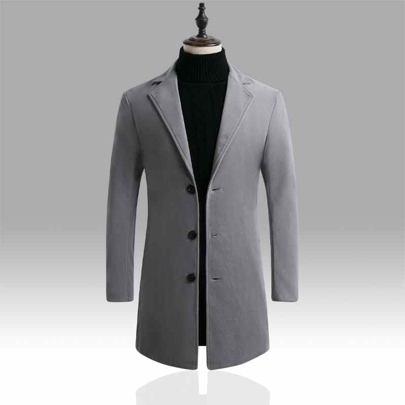 DIHOPE Herenjassen van wolmix, nieuwe collectie voor herfst en winter, effen kleuren, hoogwaardige wollen jassen voor heren, luxe wollen jas voor mannen