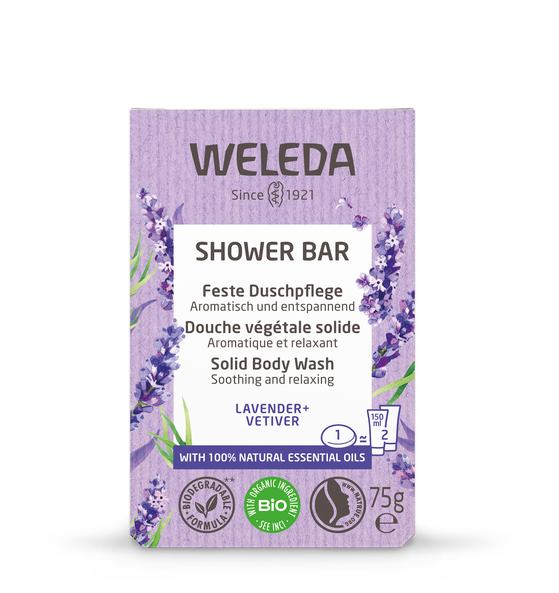 Čvrsti gel za tuširanje Lavanda + Vetiver sapun - Weleda