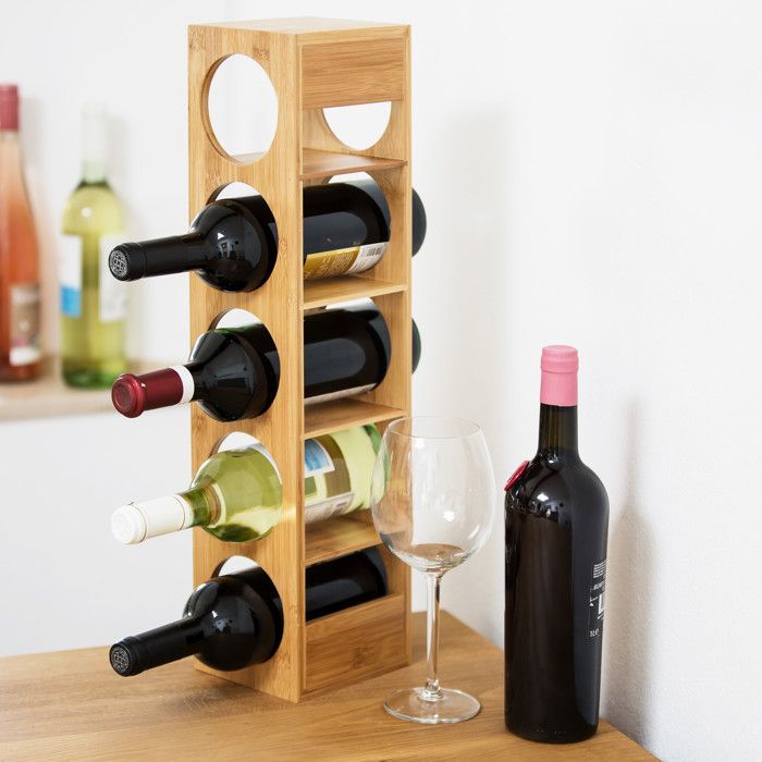 Étagère à vin - Relaxdays - Bambou - 5 emplacements - 53 x 14 x 12 cm - Marron clair