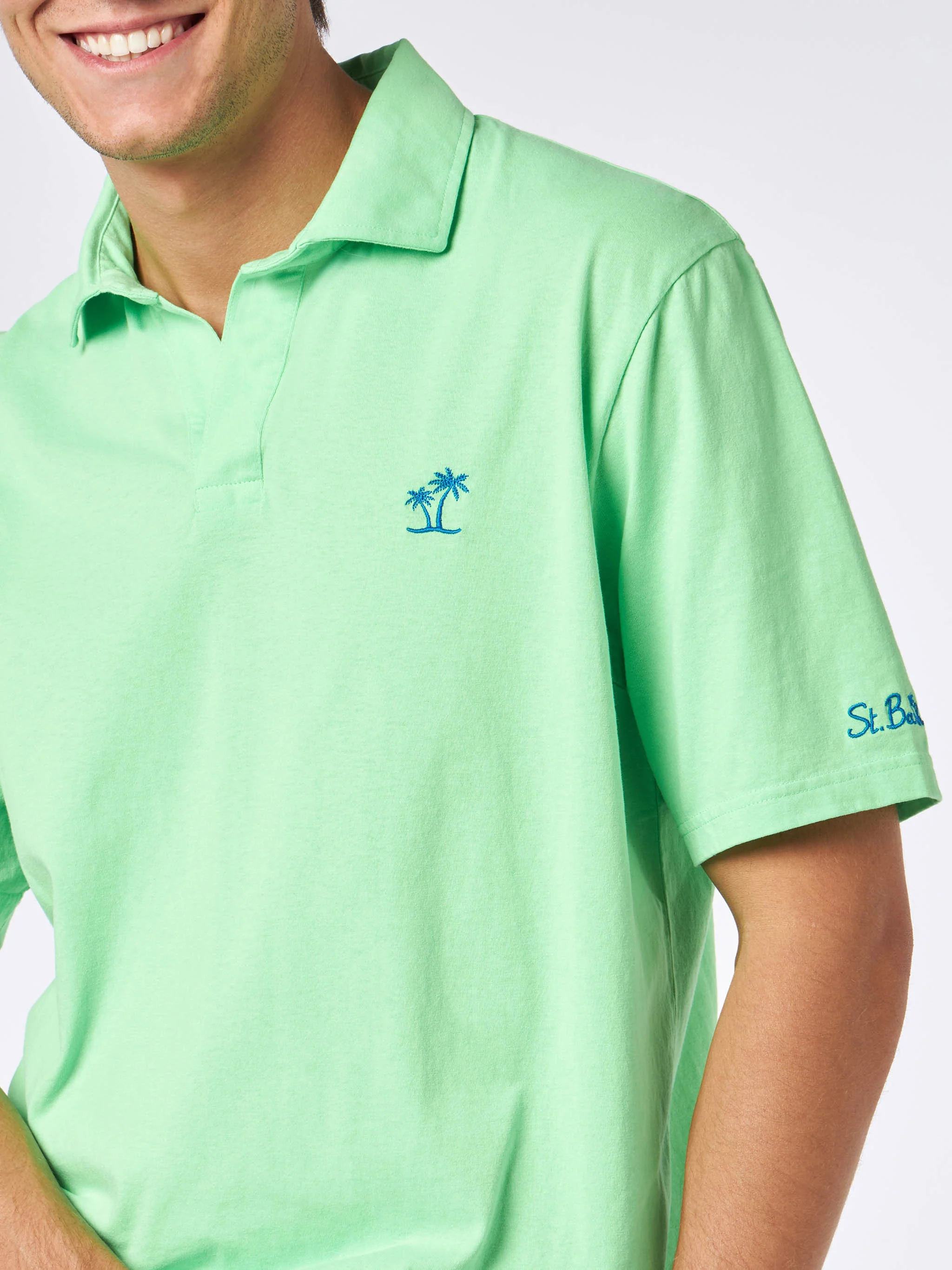 Polo da uomo in jersey di cotone verde