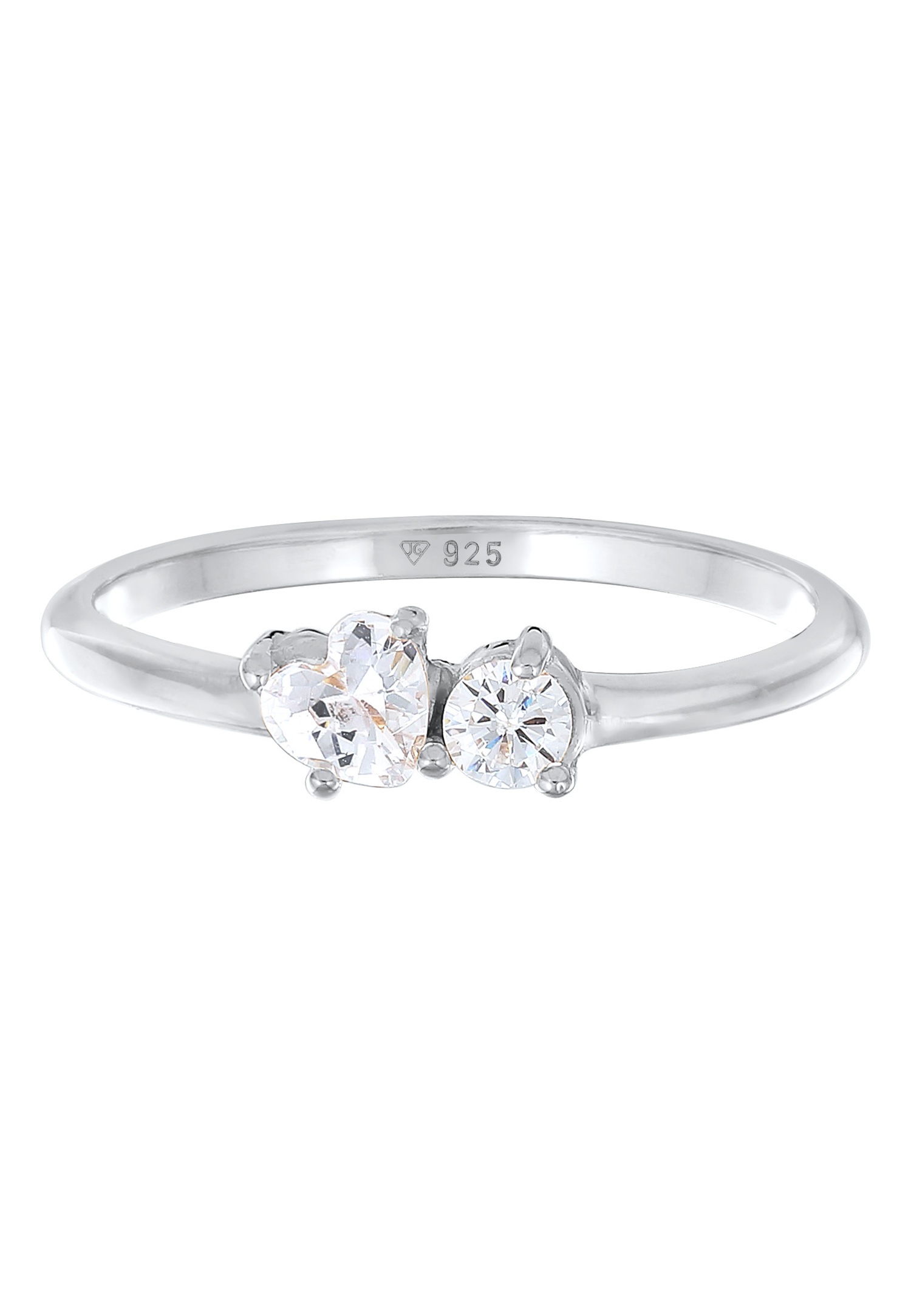 Elli Bague de fiançailles pour femmes Cœur avec cristaux zirconium en argent sterling 925