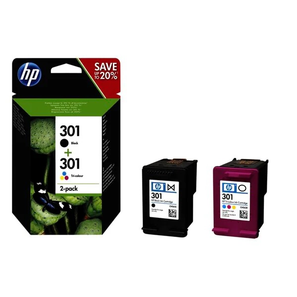 HP 301 originalios juodos / trijų spalvų rašalo kasetės<br>3 ml
