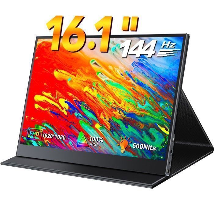 UPERFECT 16.1-inch 1080p Full HD 144Hz Portable Monitor, 1200:1 Contrast Ratio | 400 cd/m² Brightness | 100% sRGB | 13 ms