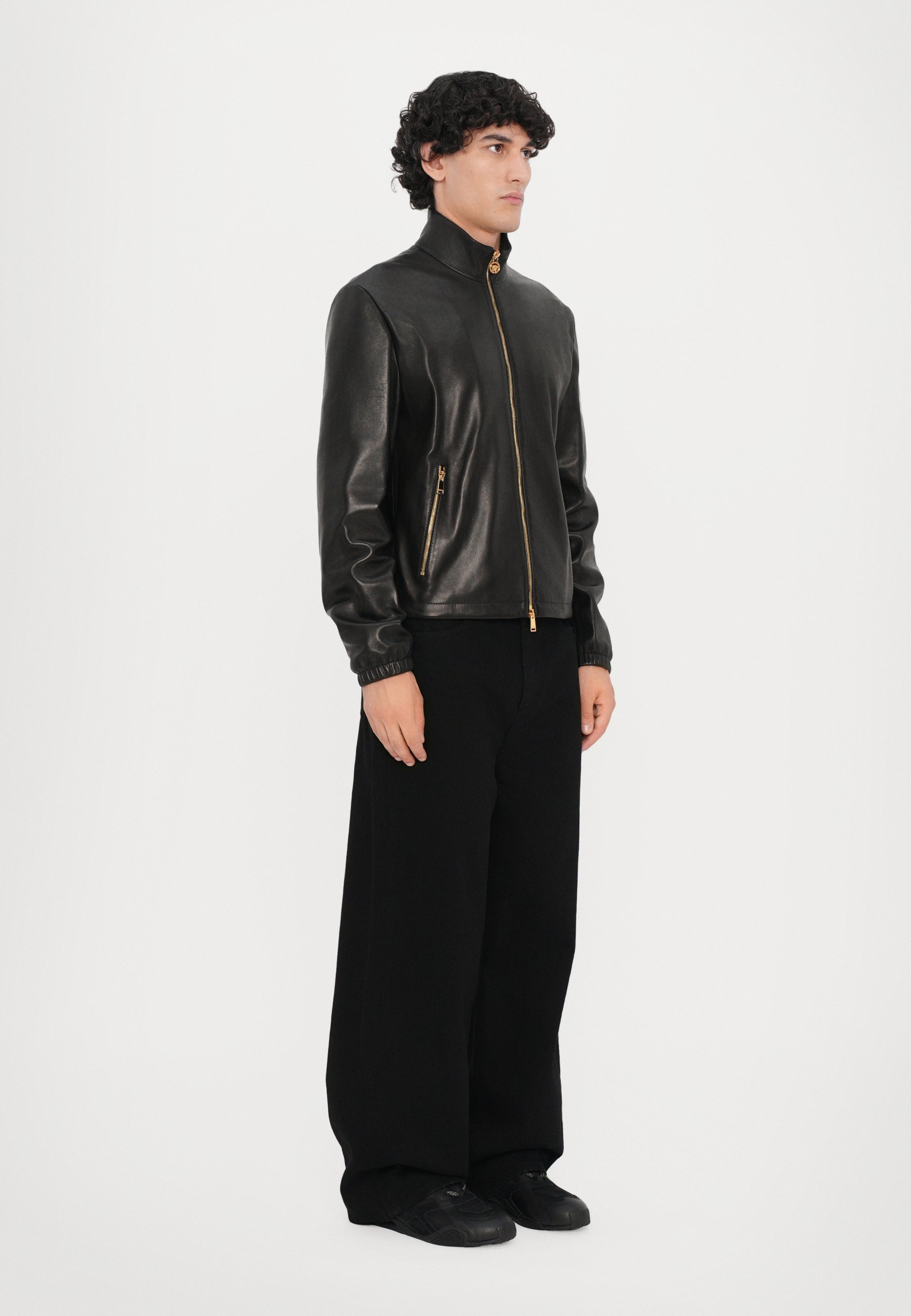 Versace BLOUSON - Veste en cuir - noire
