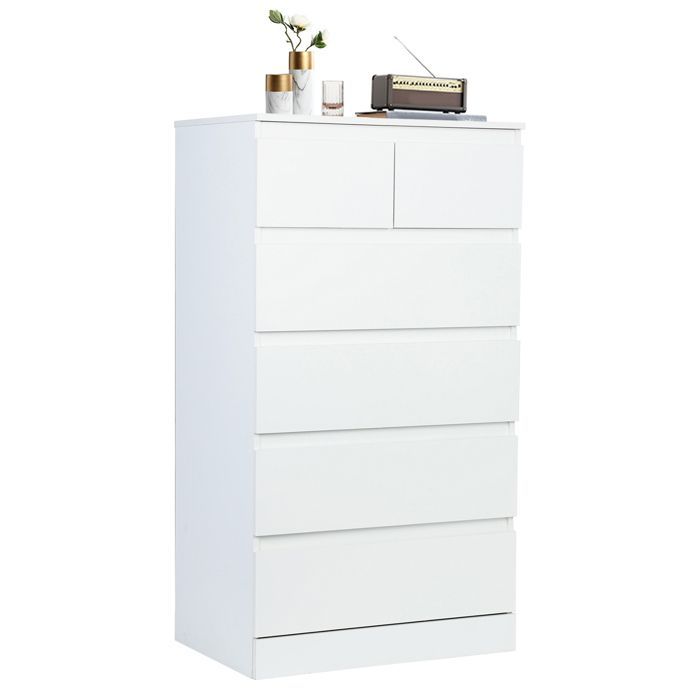Cômoda branca - Moderna - 60x41x109cm - Com 6 gavetas - Madeira - Multifuncional - BRANCA