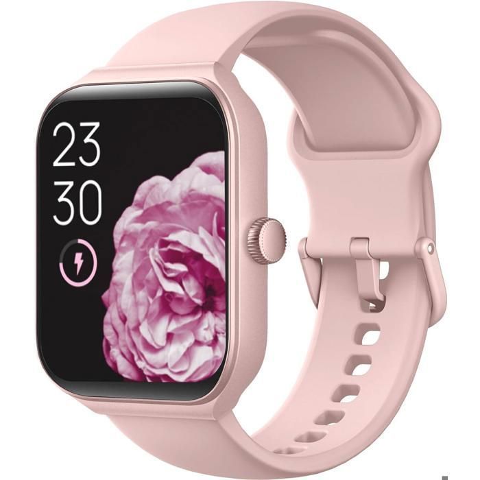 Montre intelligente femme rose étanche IP68, écran 1,95 pouces tactile, répondre/passer des appels, tracker d’activité physique comp