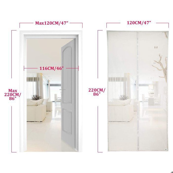 Mosquitera magnética para puerta FREOSEN - 120x220CM - Cierre automático - Tira adhesiva