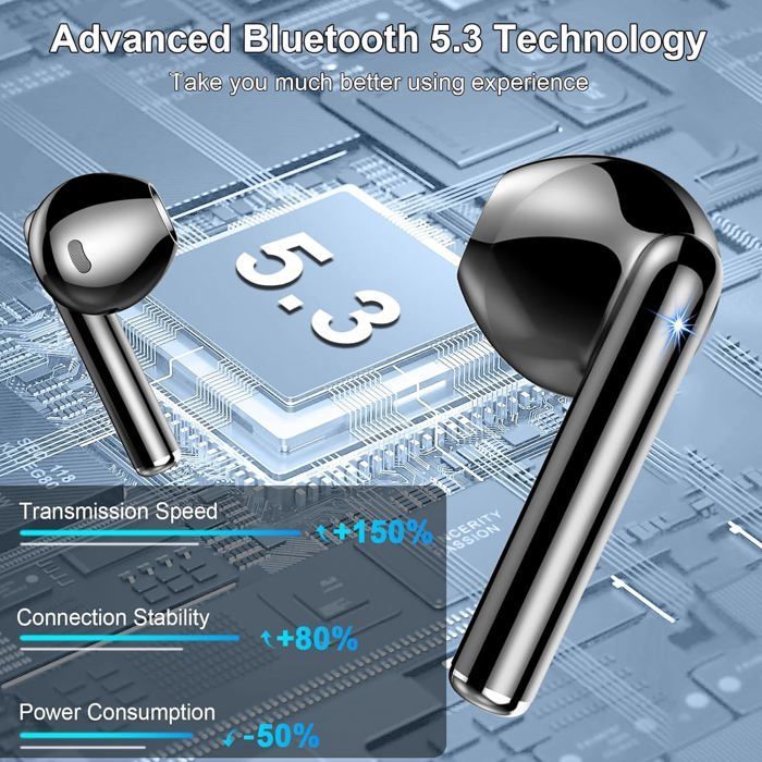 Auriculares inalámbricos Bluetooth, auriculares Bluetooth 5.3, auriculares Bluetooth estéreo HiFi, auriculares inalámbricos con cancelación de ruido y micrófono, 40 horas de reproducción.